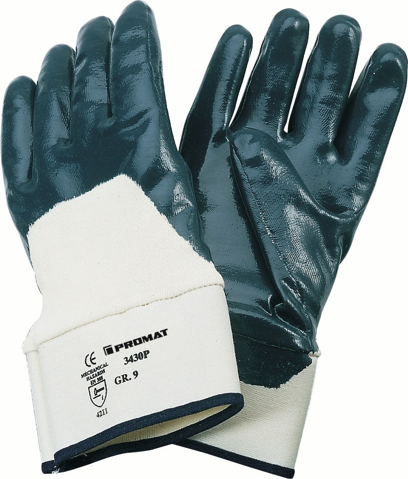 PROMAT Handschuhe Neckar Gr. 9 blau Nitrilteilbeschichtung EN 388 PSA II – 12 Paar