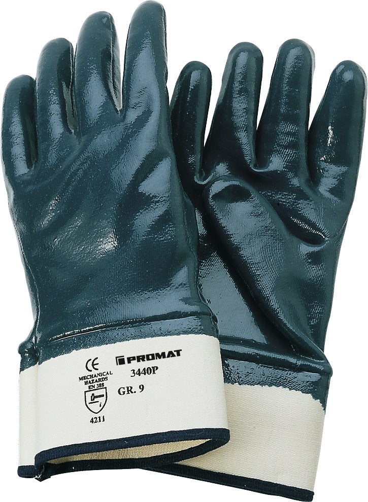 PROMAT Handschuhe Neckar Gr. 9 blau Nitrilteilbeschichtung EN 388 PSA II – 12 Paar