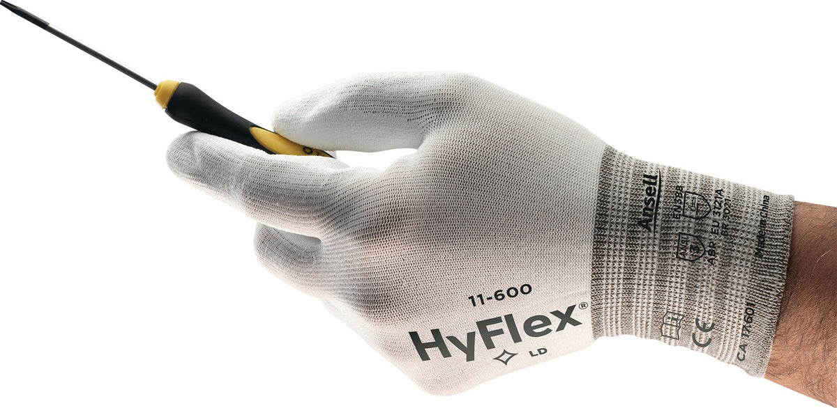 Handschuhe HyFlex 11-600 Gr.7 weiß EN 388 PSA II Nylon mit Polyurethan von ANSELL