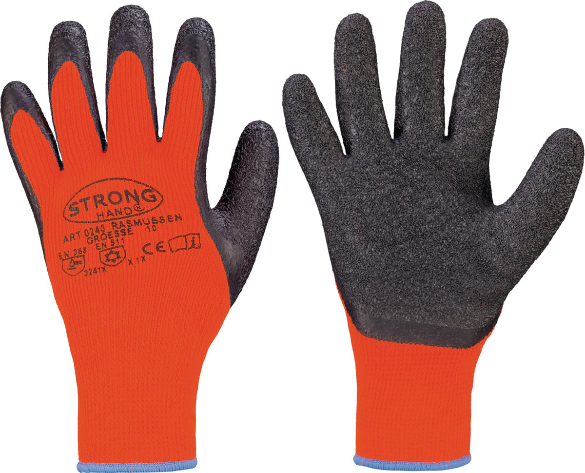 STRONGHAND Kälteschutzhandschuhe Rasmussen Gr.8 orange/schwarz EN 388, EN 511 PSA II – 12 Paar