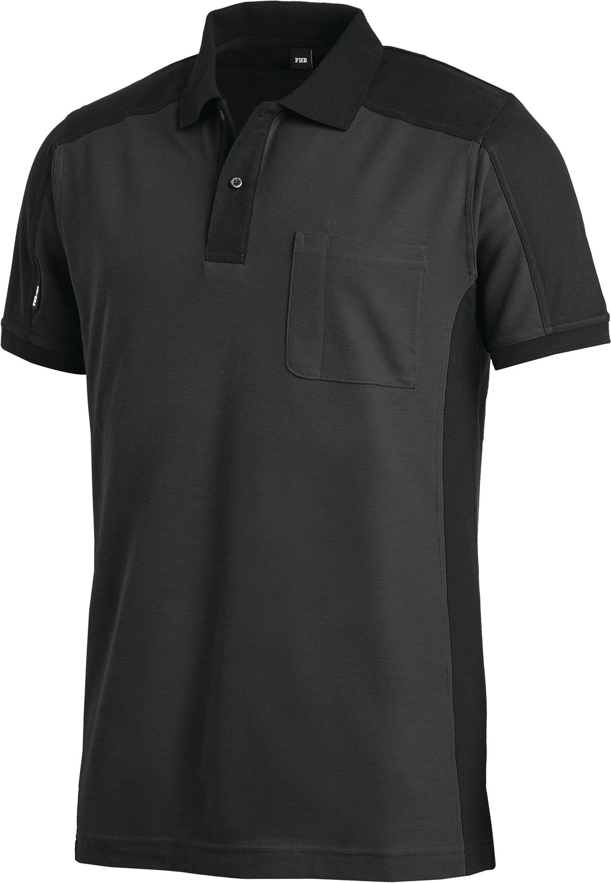 FHB Poloshirt KONRAD Herren Gr. M anthrazit/schwarz – Arbeitspoloshirt mit Stiftfach