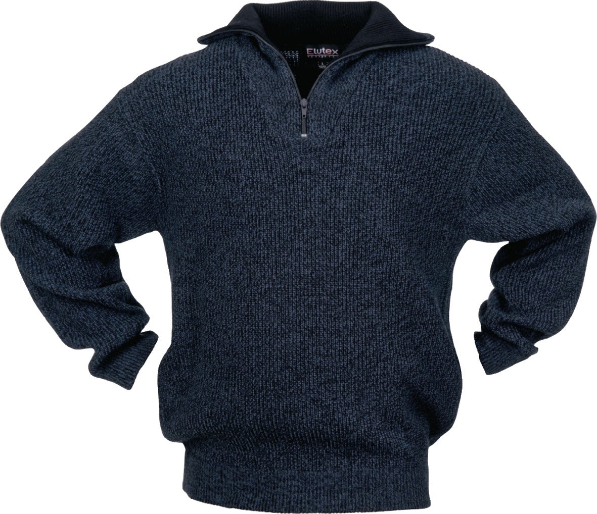 SCHEIBLER Troyer-Pullover Gr. M schwarz/weiß-meliert – schwerer, warmer Arbeitspullover mit Troyerkragen