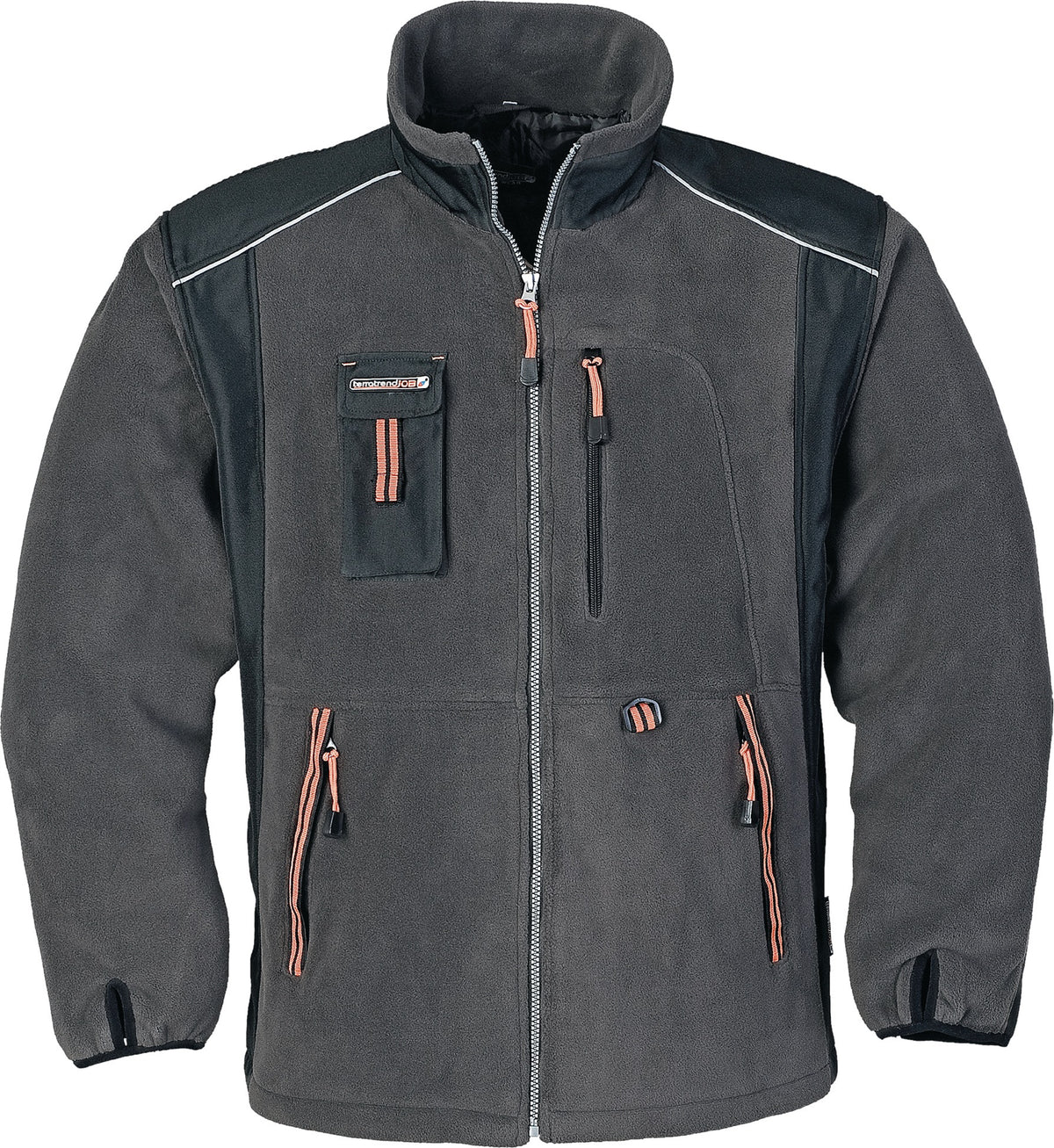 TERRATREND Fleecejacke Gr. M dunkelgrau/schwarz/orange – wasserabweisend, winddicht, atmungsaktiv