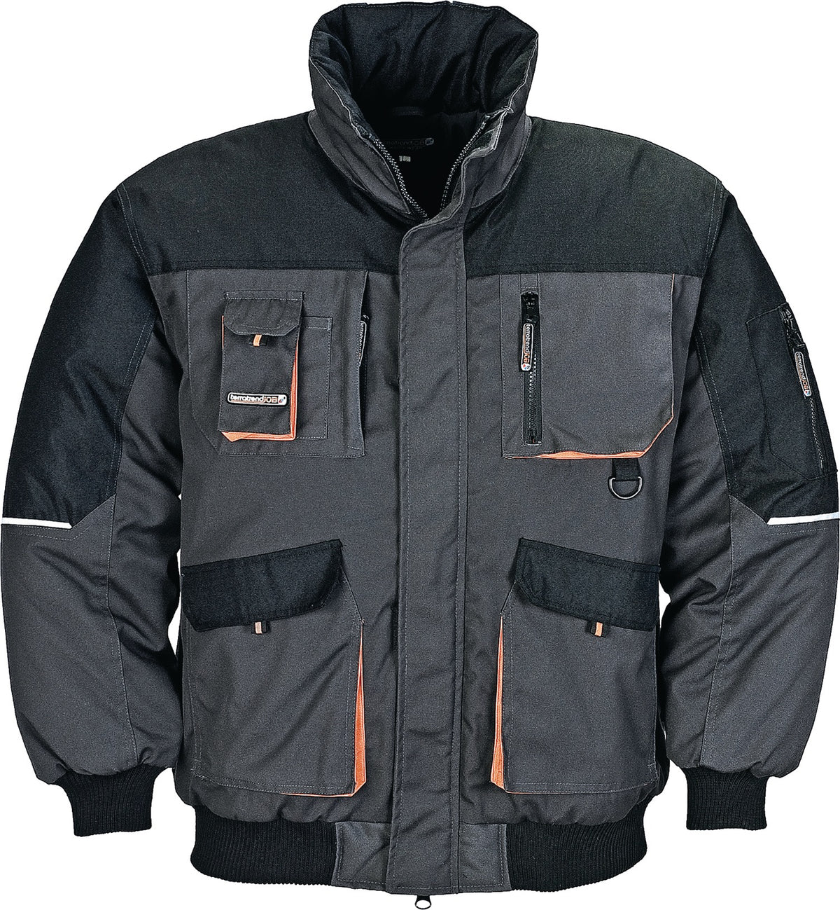 TERRATREND Pilotenjacke Gr. M dunkelgrau/schwarz/orange – Robuste Kälteschutzjacke mit vielen Taschen