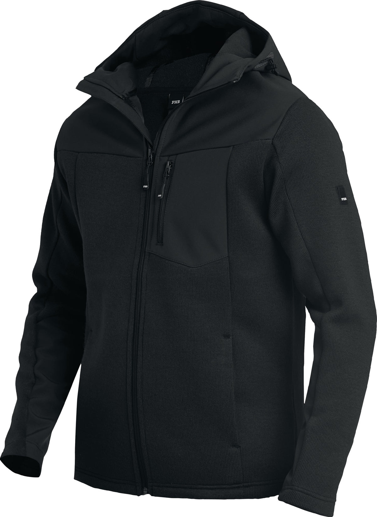 FHB Hybrid-Softshelljacke MAXIMILIAN Schwarz – Softshell trifft Strickfleece