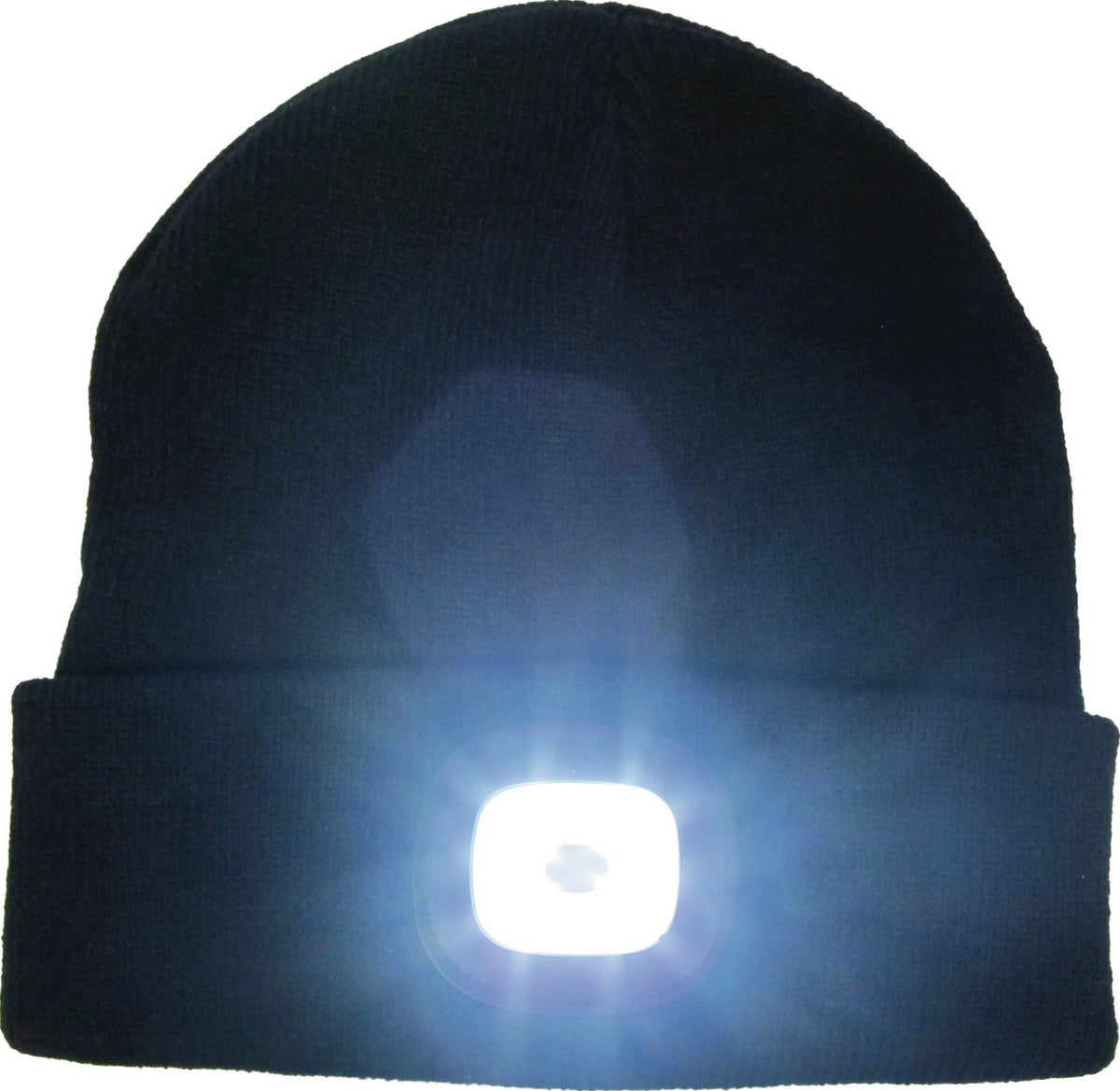 Strickmütze universal schwarz TERRAX mit Licht – doppellagig, 100% Polyacryl, Logostickerei