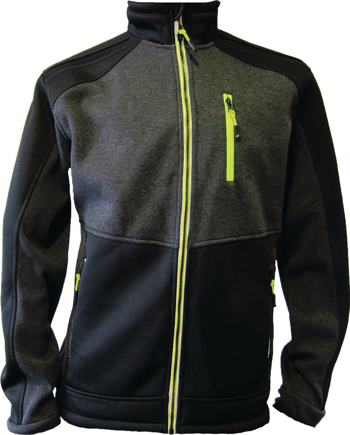 TERRAX Strickfleecejacke Gr. M dunkelgrün/schwarz/lime – Wärmende Fleecejacke mit Stehkragen