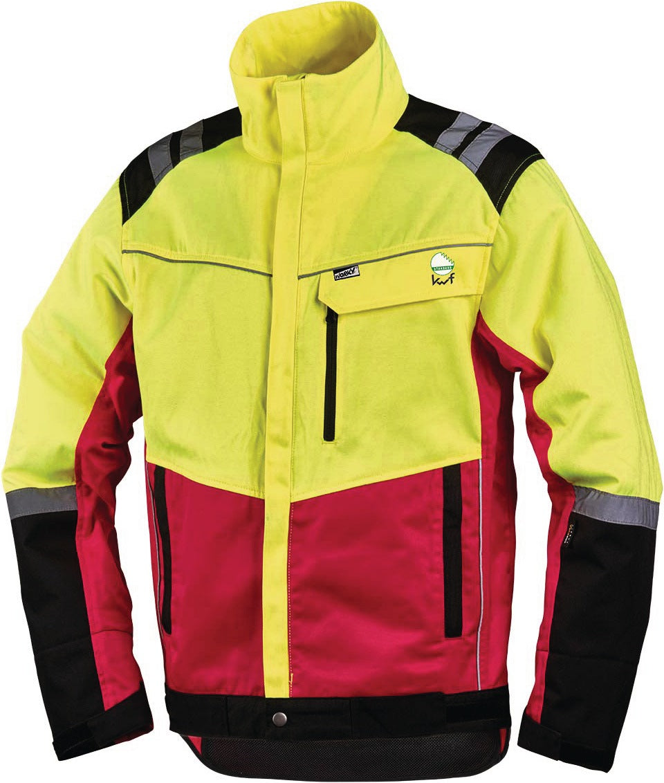 Forstschutzjacke Komfort neongelb/rot von L+D – Warnschutz mit Cordura®-Verstärkung, Größe M