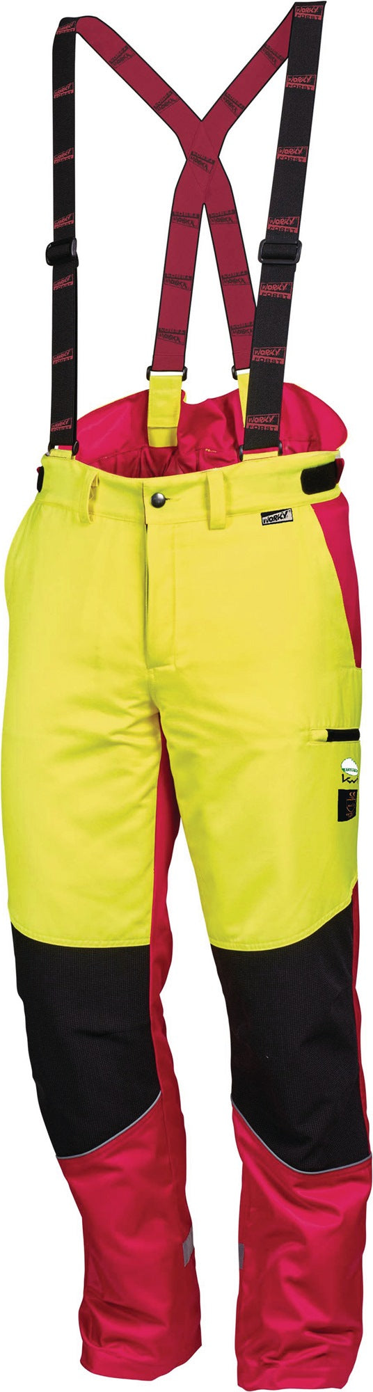 L+D Forstschutzhose Komfort Gr.48 neongelb/rot – EN 381-5 Kl. 1