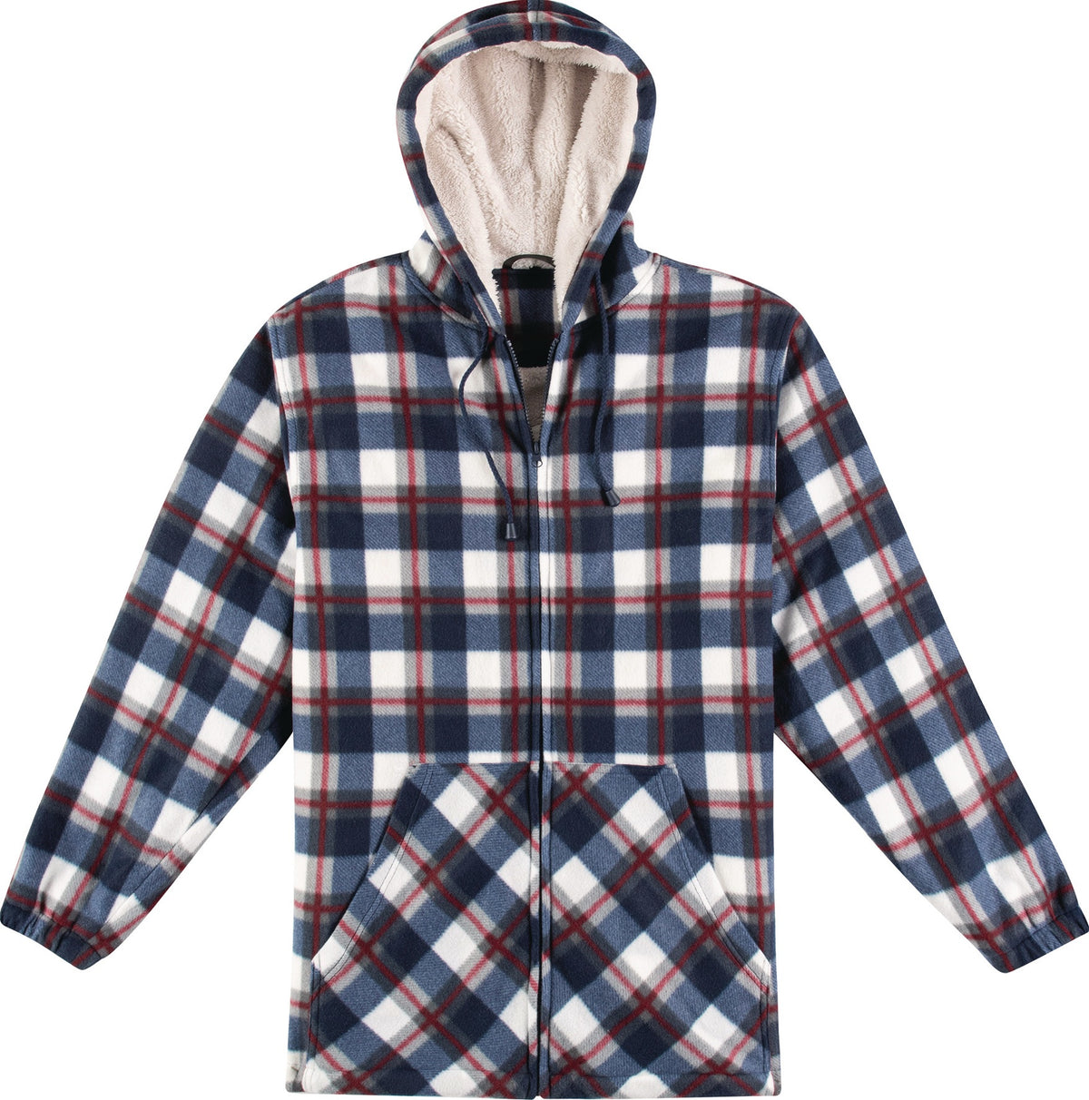 Thermojacke Dalory navy-kariert von SCHEIBLER – Warme Fleece-Jacke mit Kapuze