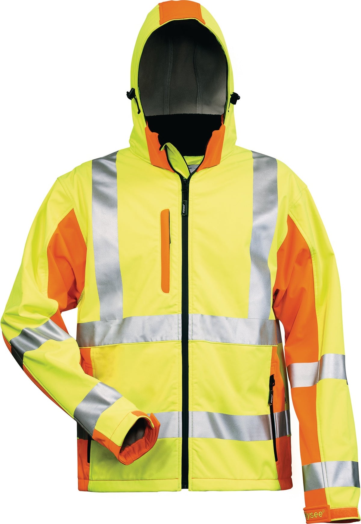Warnschutz-Softshelljacke JIM Gr. M gelb/orange von ELYSEE – EN ISO 20471 Kl. 3, wind- und wasserdicht