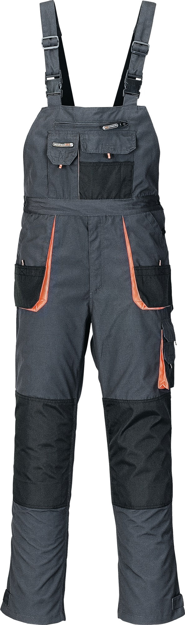 Herrenlatzhose TERRATREND Gr.48 dunkelgrau/schwarz/orange – strapazierfähig mit 10 Taschen
