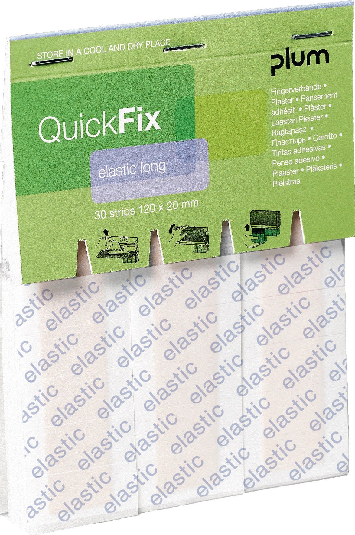 PLUM Pflasterstrips QuickFix Fingerverband elastisch – 30 Stück, 120 x 20 mm