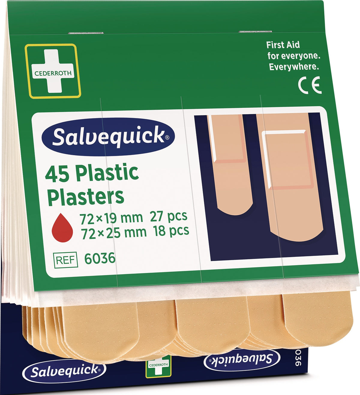 SALVEQUICK Pflasterstrips elastisch – 6 Nachfüllpackungen à 40 Stück für alle Salvequick Spender
