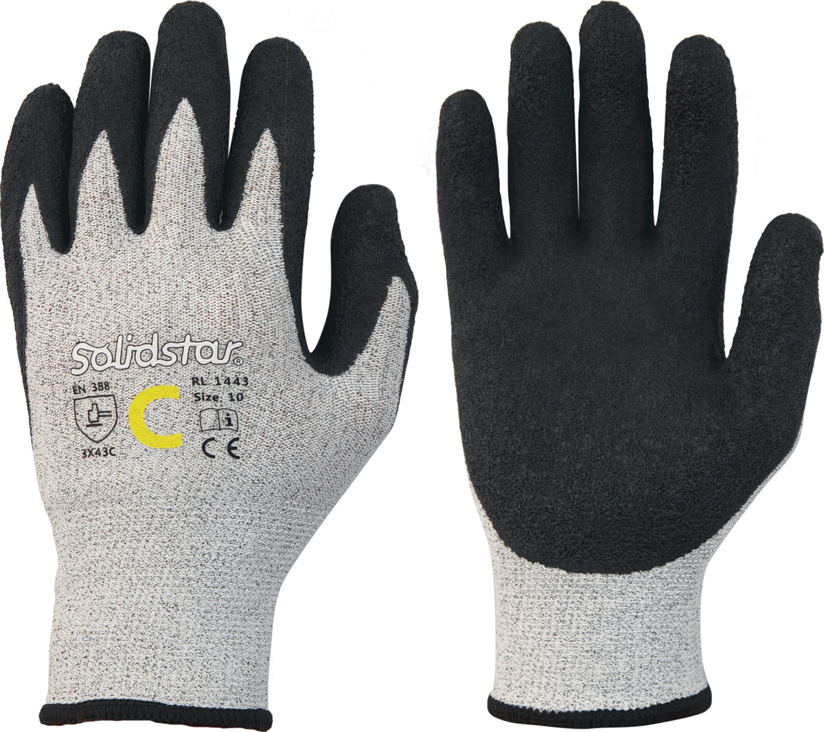 LEIPOLD Solidstar 1443 Schnittschutzhandschuhe Gr. 8 grau/schwarz EN 388 PSA II – 12 Paar