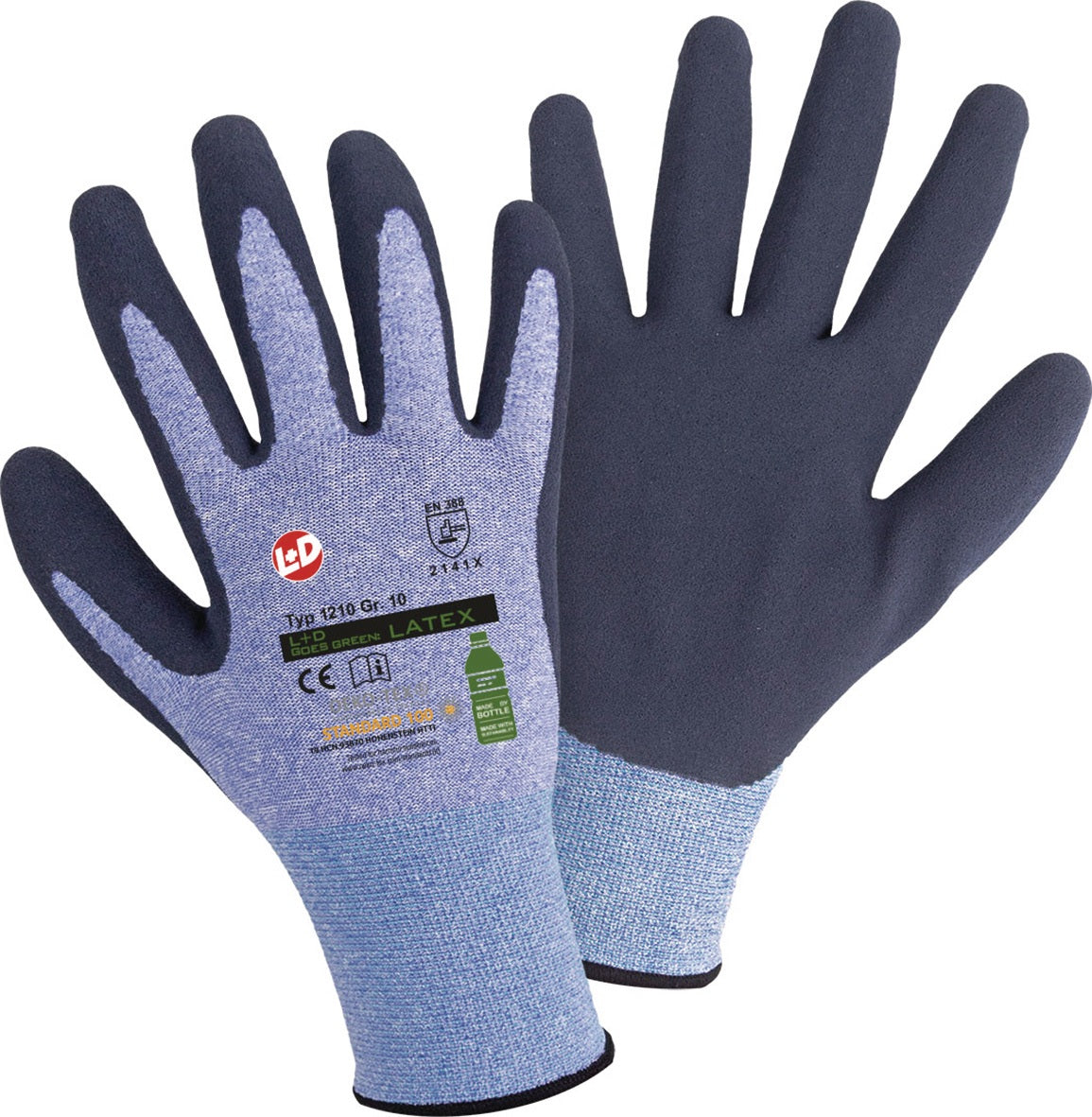 Feinstrickhandschuh Goes Green Gr.9 blau/dunkelblau von L+D – EN ISO 21420, EN 388