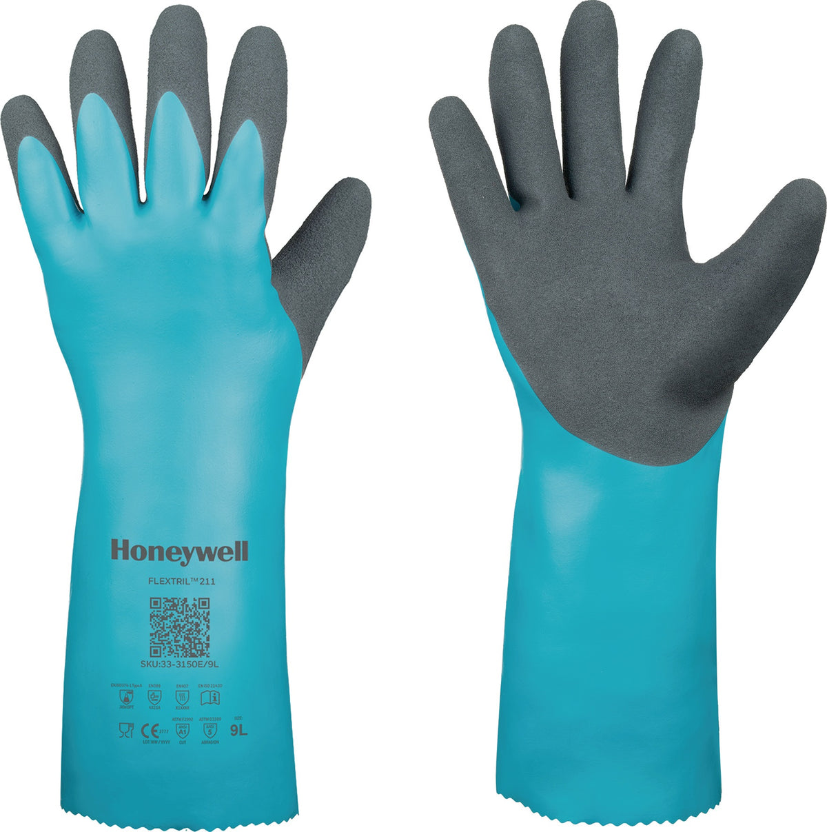 HONEYWELL Chemiehandschuhe FLEXTRIL™ 211 Gr.9 grün EN 388, EN 374, EN 407 PSA III