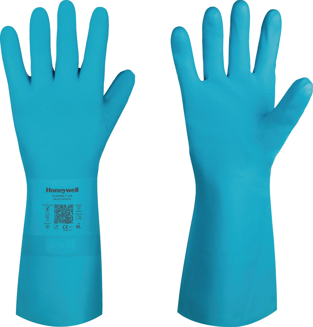 HONEYWELL FLEXTRIL™ 101 Chemiehandschuhe Gr. 9 grün – Nitril beflockt, EN 388 & EN 374, PSA III