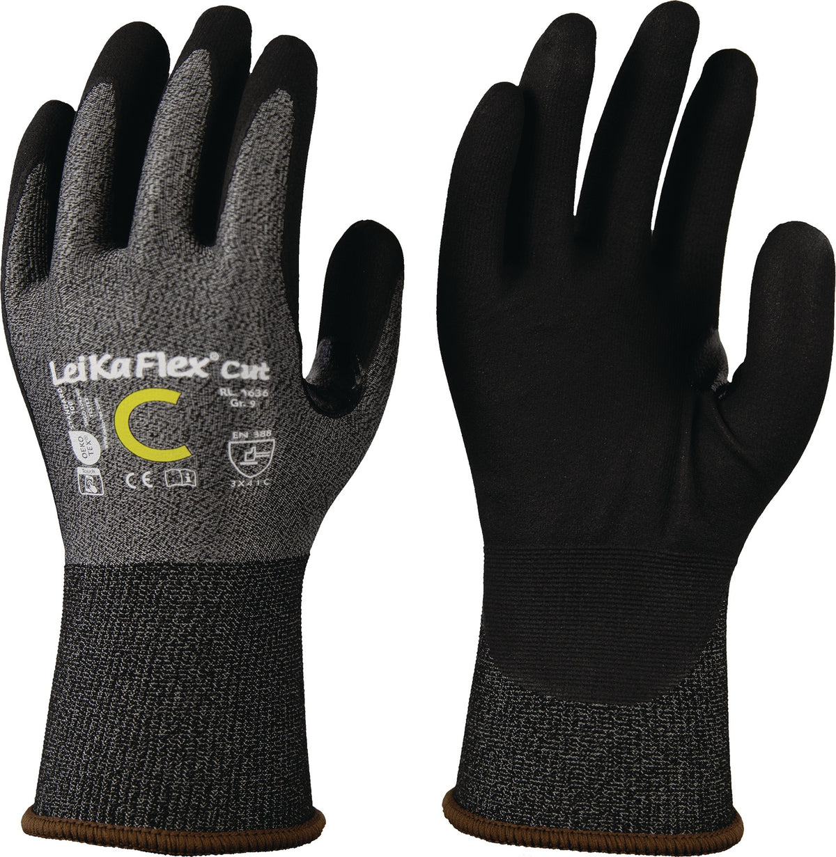 LEIPOLD Schnittschutzhandschuhe LeiKaFlex® CUT RL 1636 Gr.8 grau/schwarz EN 388 PSA II – 12 Paar