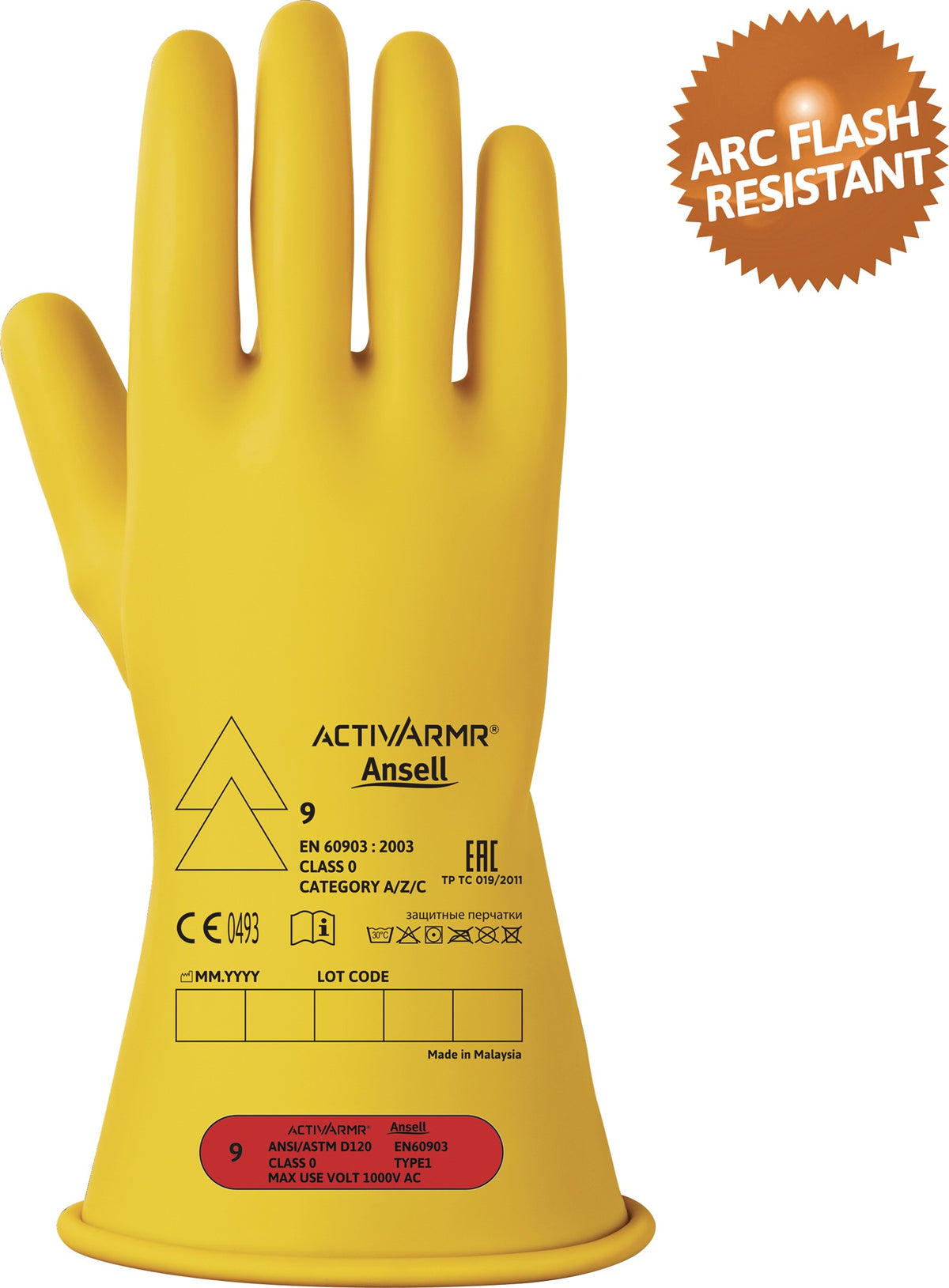 Ansell ActivArmr® RIG011Y Elektrikerschutzhandschuh Gr.9 gelb – 1000 V, EN 60903