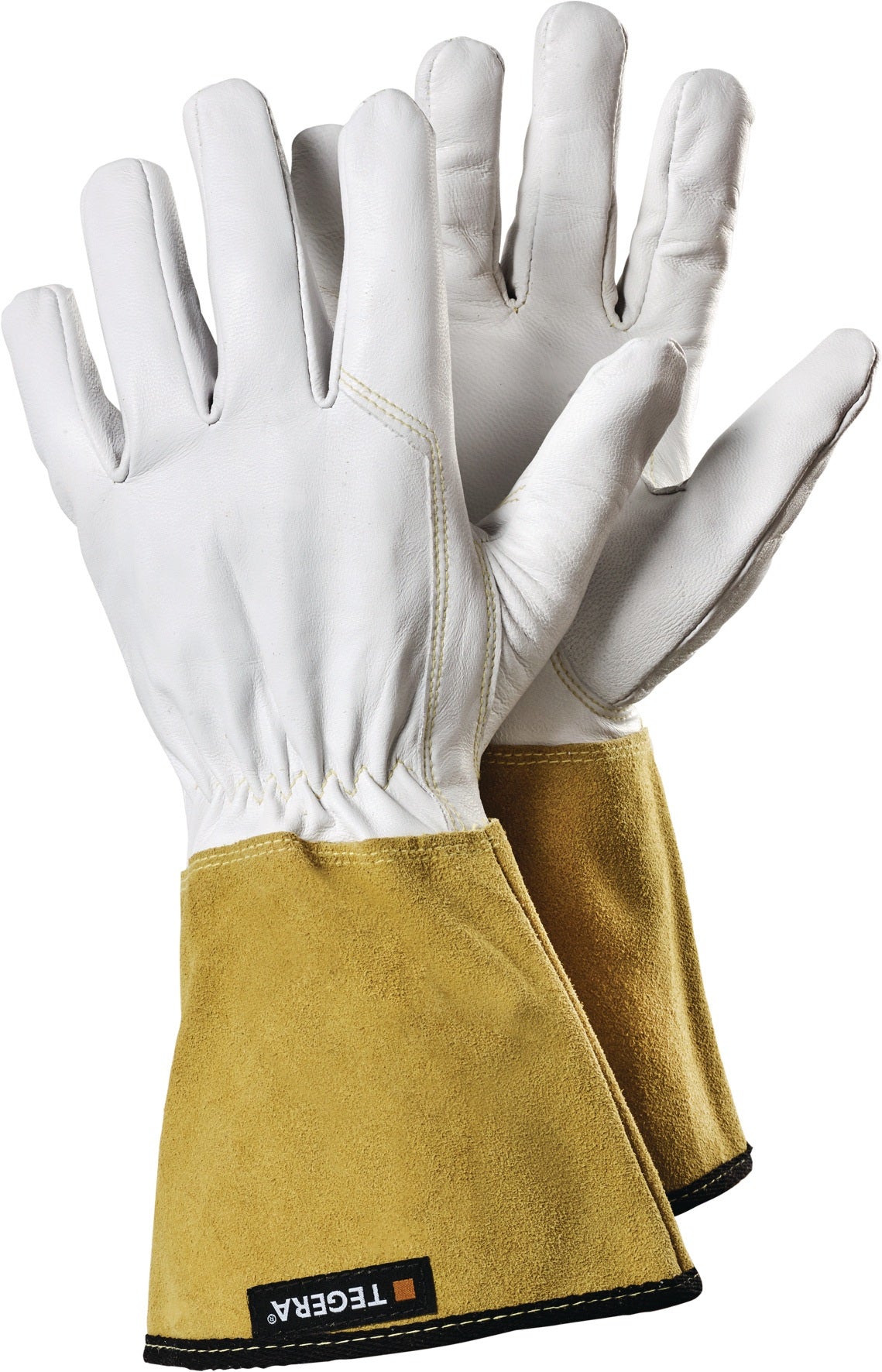 TEGERA® 126A Schweißerhandschuhe Gr.9 weiß/gelb – Ziegenleder, KEVLAR®-Nähte, EN 12477