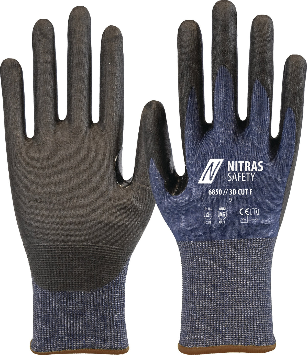 NITRAS SAFETY 3D CUT F Schnittschutzhandschuhe Gr.8 marineblau/schwarz