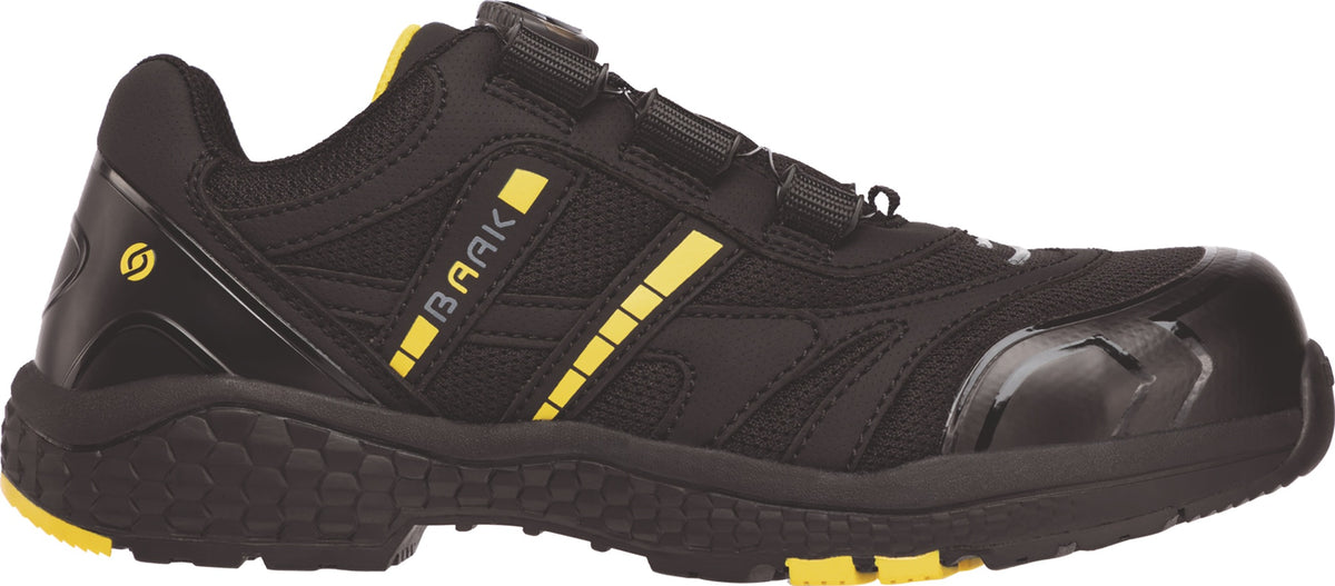 BAAK Sicherheitshalbschuh Admiral John S1PS ESD mit BOA® Fit System, schwarz/gelb, Gr. 40