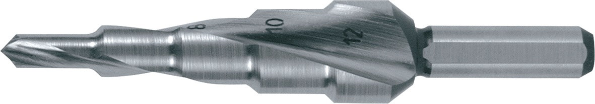 RUKO Stufenbohrer HSS 4-12 mm Spiralnut 5 Stufen 90° Kreuzanschliff