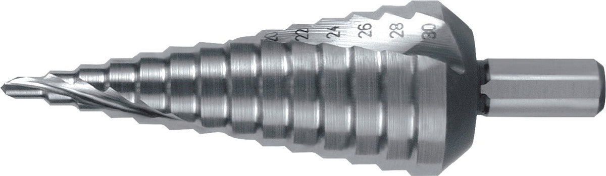 RUKO Stufenbohrer HSS 4-12 mm Spiralnut 5 Stufen 90° Kreuzanschliff