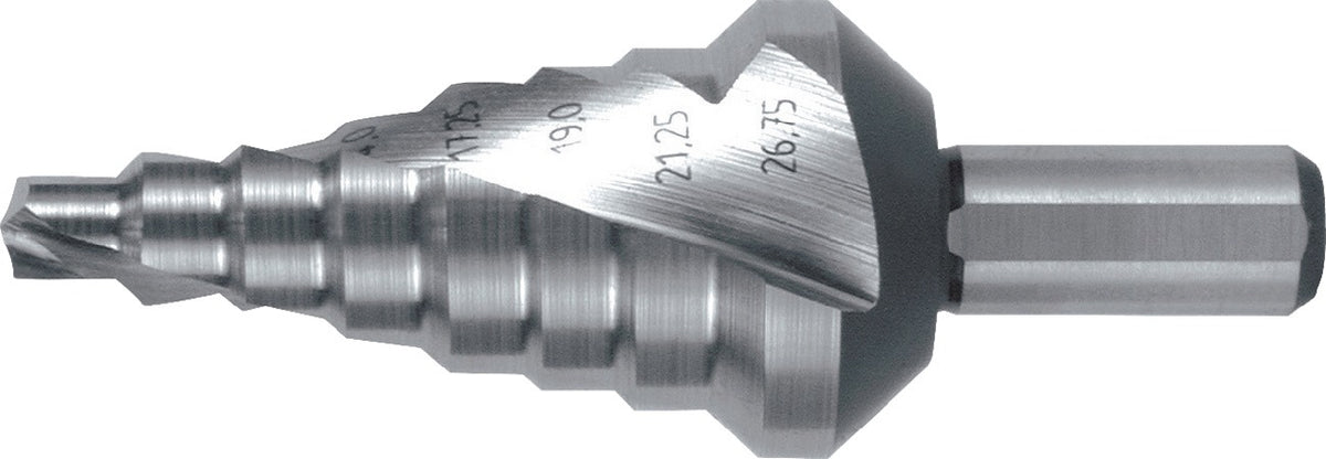 RUKO Stufenbohrer HSS 4-12 mm Spiralnut 5 Stufen 90° Kreuzanschliff