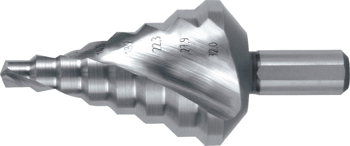 RUKO Stufenbohrer HSS 4-12 mm Spiralnut 5 Stufen 90° Kreuzanschliff