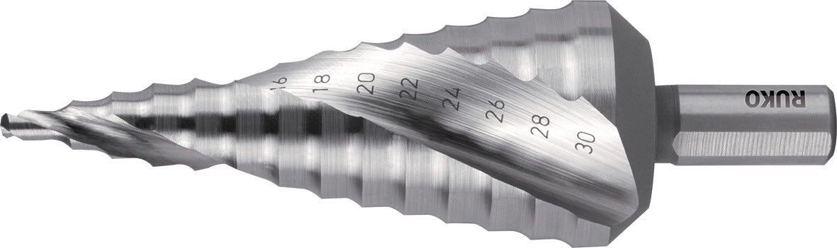 RUKO Stufenbohrer HSS-Co5 4-12mm Spiralnut 9 Stufen 90° – Präzisionsbohrer für Metall