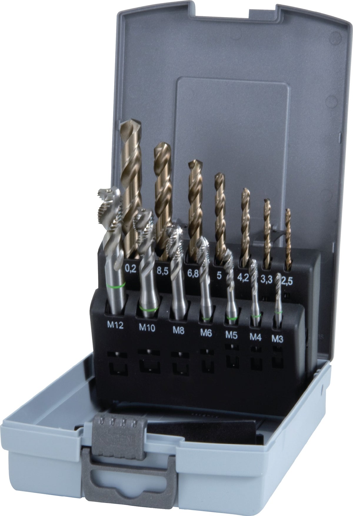 RUKO Maschinengewindebohrerset DIN 371/376 B M3-M12 14-teilig HSS-Co5 in Kunststoffkassette