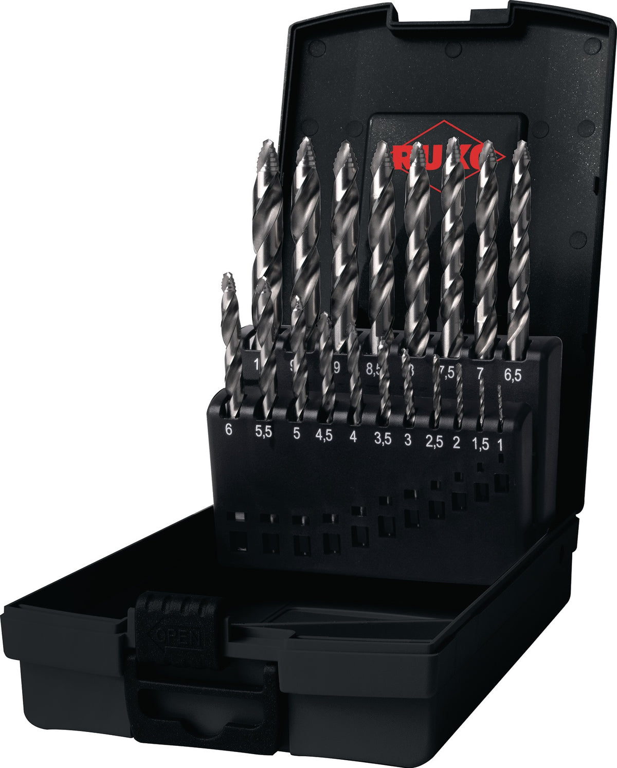 RUKO Spiralbohrersatz DIN 338 ULTIMATECUT FS 19-teilig HSS 1-10 mm