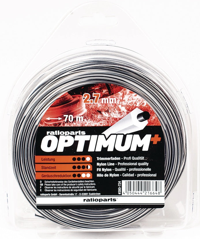 RATIOPARTS Nylonfaden Optimum 1,6 mm x 15 m – 5-Kant Schneidfaden für Motorsensen