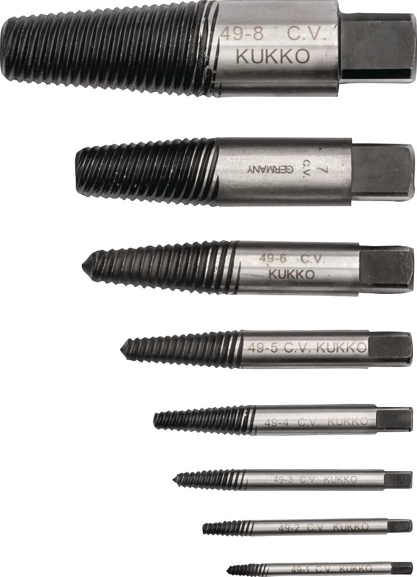 KUKKO Schraubenausdrehersatz 49-A M3-M18 5-teilig Chrom-Vanadium-Stahl
