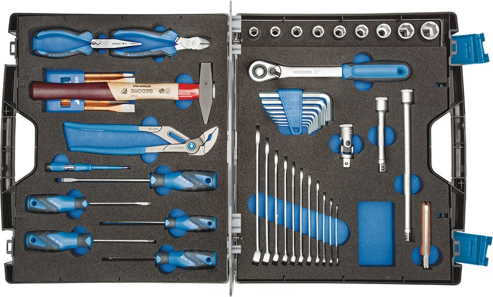 GEDORE Werkzeugsortiment TOURING 1000 49-teilig im Kunststoffkoffer – Universelle Bestückung