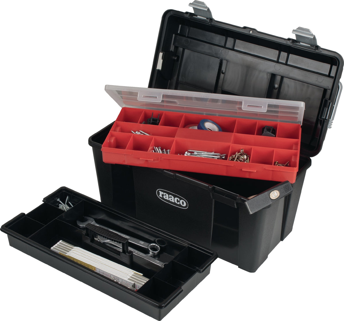 RAACO Werkzeugkoffer Toolbox 31-26 – Polypropylen, 445 x 230 x 235 mm, mit Werkzeugträger