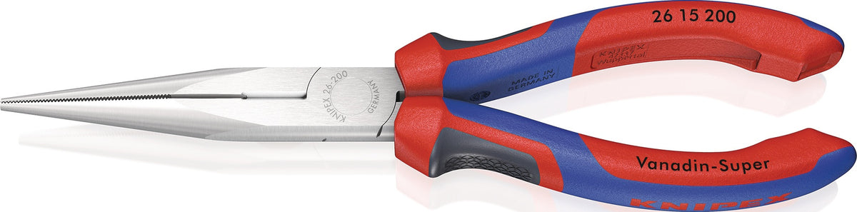 KNIPEX Flachrundzange 200 mm verchromt mit Comfort-Griff und Schneide