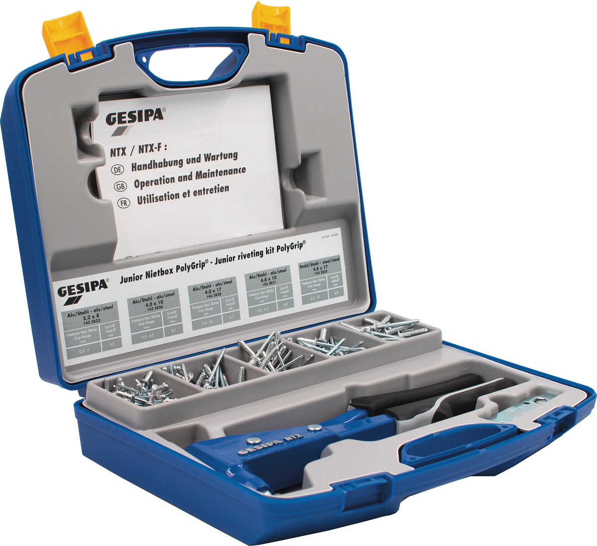 GESIPA Blindnietsortiment Junior-Nietbox PolyGrip® 352-teilig im Kunststoffkoffer