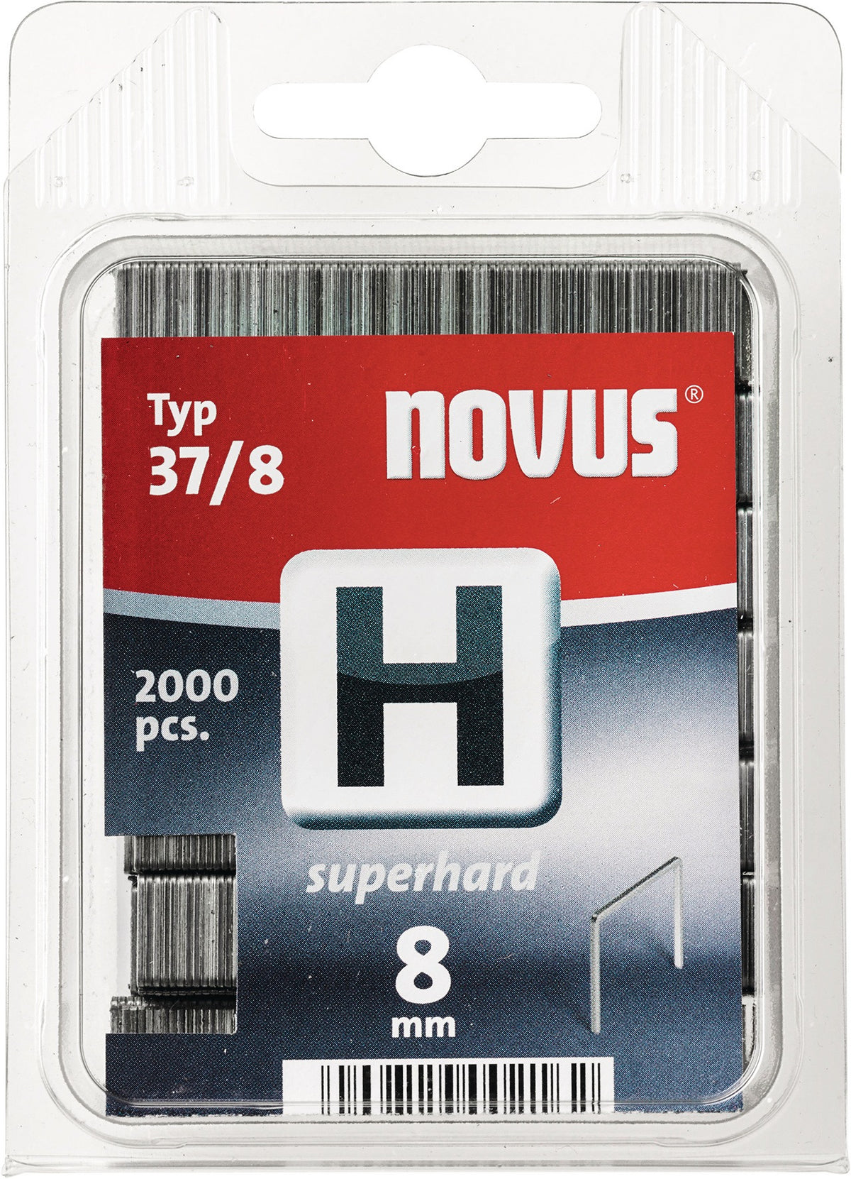 NOVUS Feindrahtklammern H Typ 37, 2000 Stück, 10,6 mm Breite, 6 mm Schenkellänge, superhart
