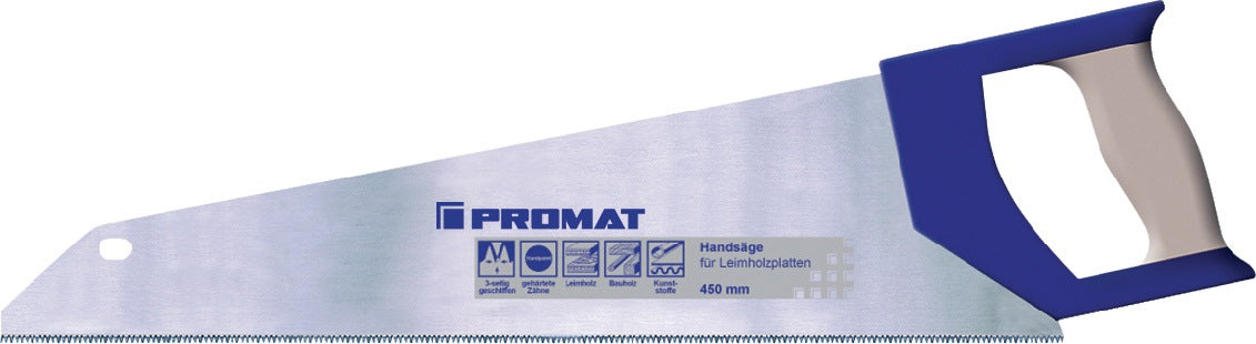 PROMAT Handsäge Blattlänge 450 mm 11 ZpZ – Feiner Diamantschliff für präzise Schnitte