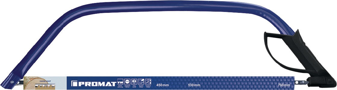 PROMAT Bügelsäge 530 mm gehärtete Zähne aus VA mit Spannhebel und Handschutz