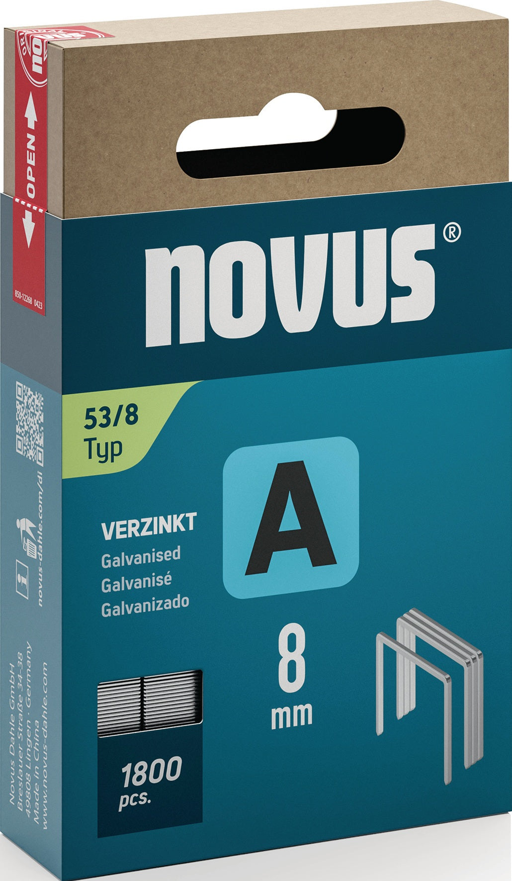 NOVUS Feindrahtklammern Typ 53, 11,3 mm Klammerbreite, 4 mm Schenkellänge