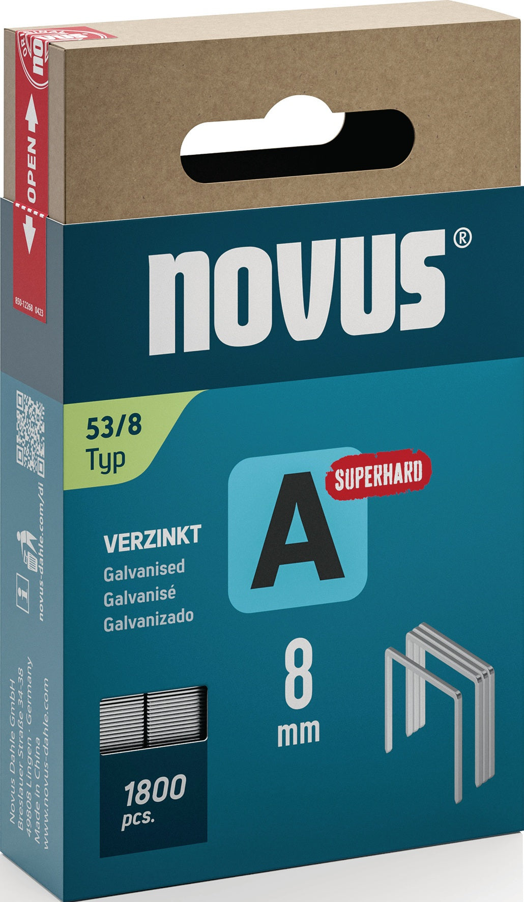 NOVUS Feindrahtklammern Typ 53, 11,3 mm Klammerbreite, 4 mm Schenkellänge