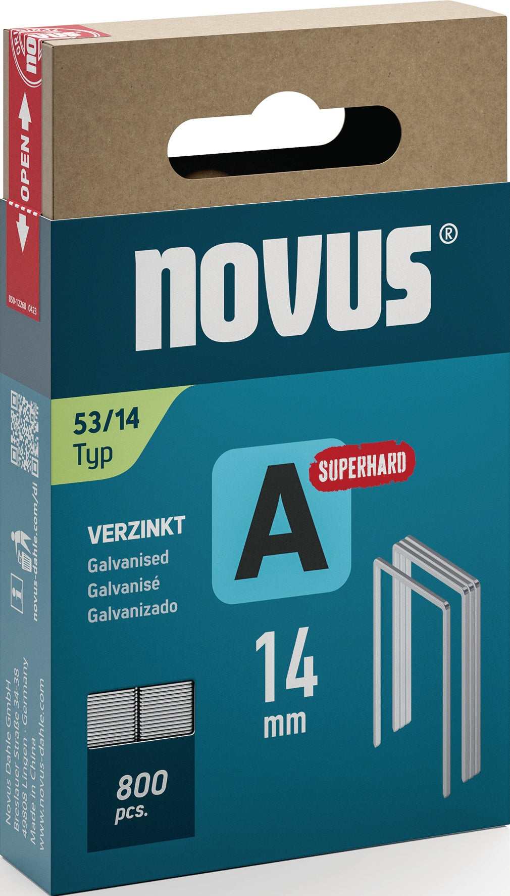 NOVUS Feindrahtklammern Typ 53, 11,3 mm Klammerbreite, 4 mm Schenkellänge