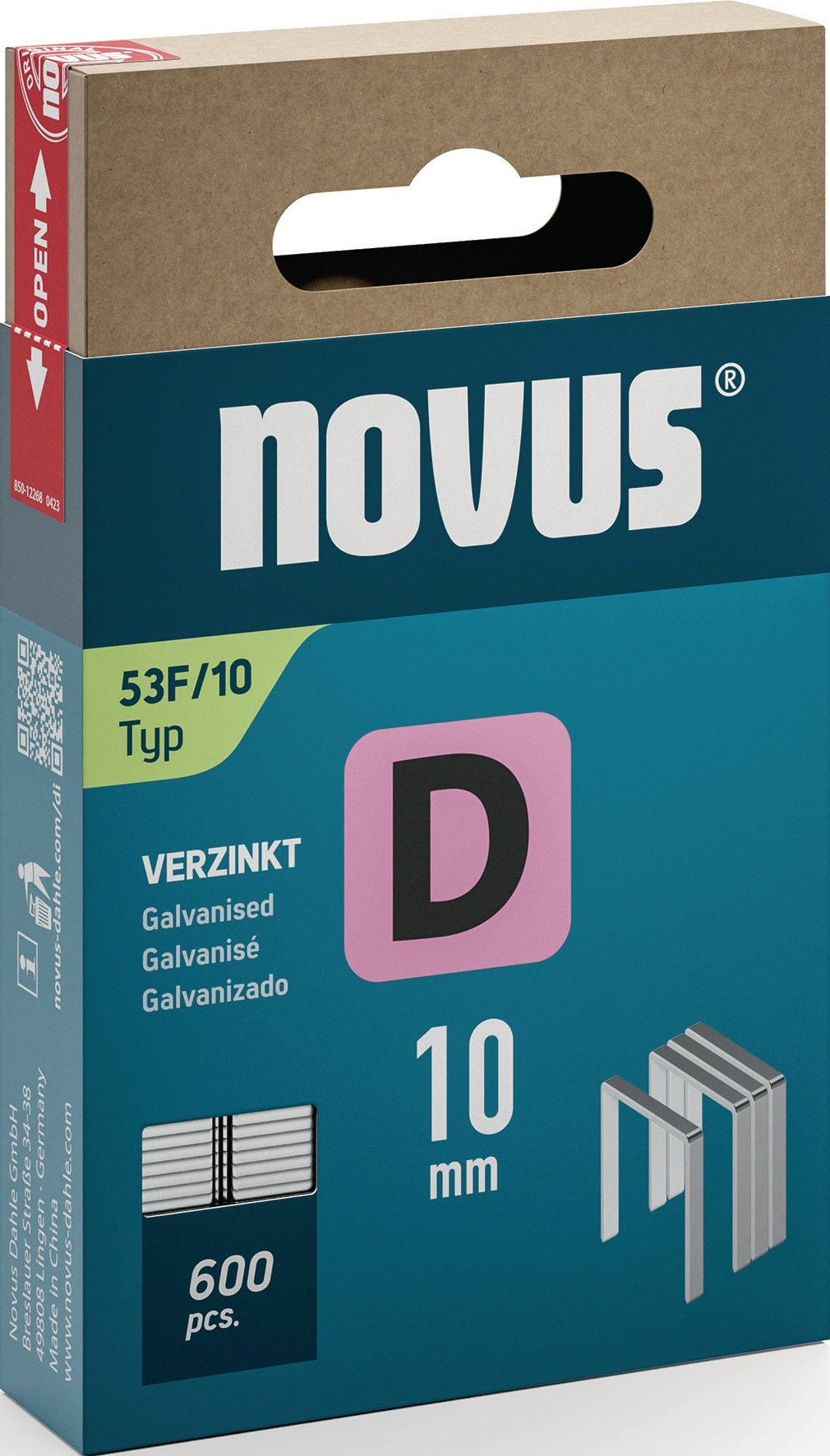 NOVUS Flachdrahtklammern Typ 53 F – 1200 Stück, 11,3 mm Breite, 6 mm Schenkellänge