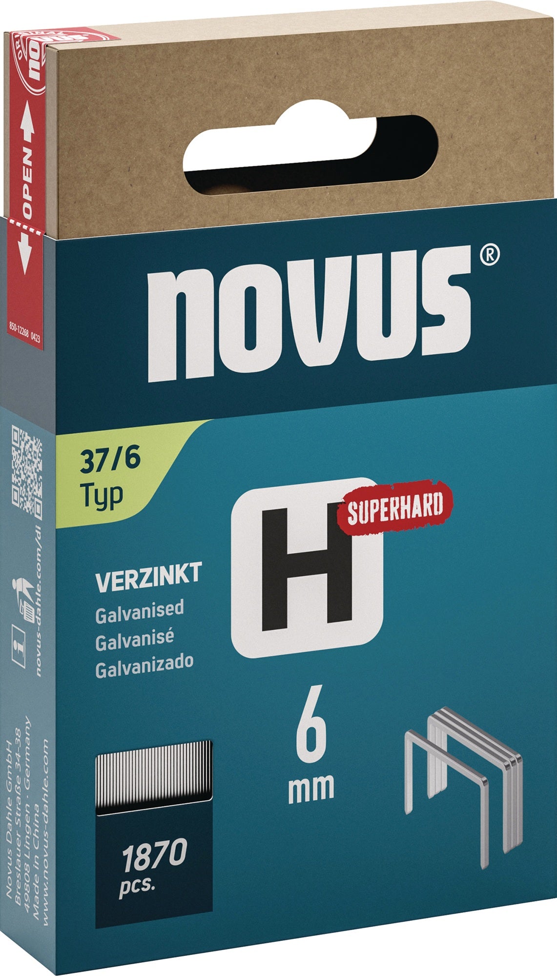 NOVUS Feindrahtklammern Typ 37 H, 10,6 mm Klammerbreite, superhart