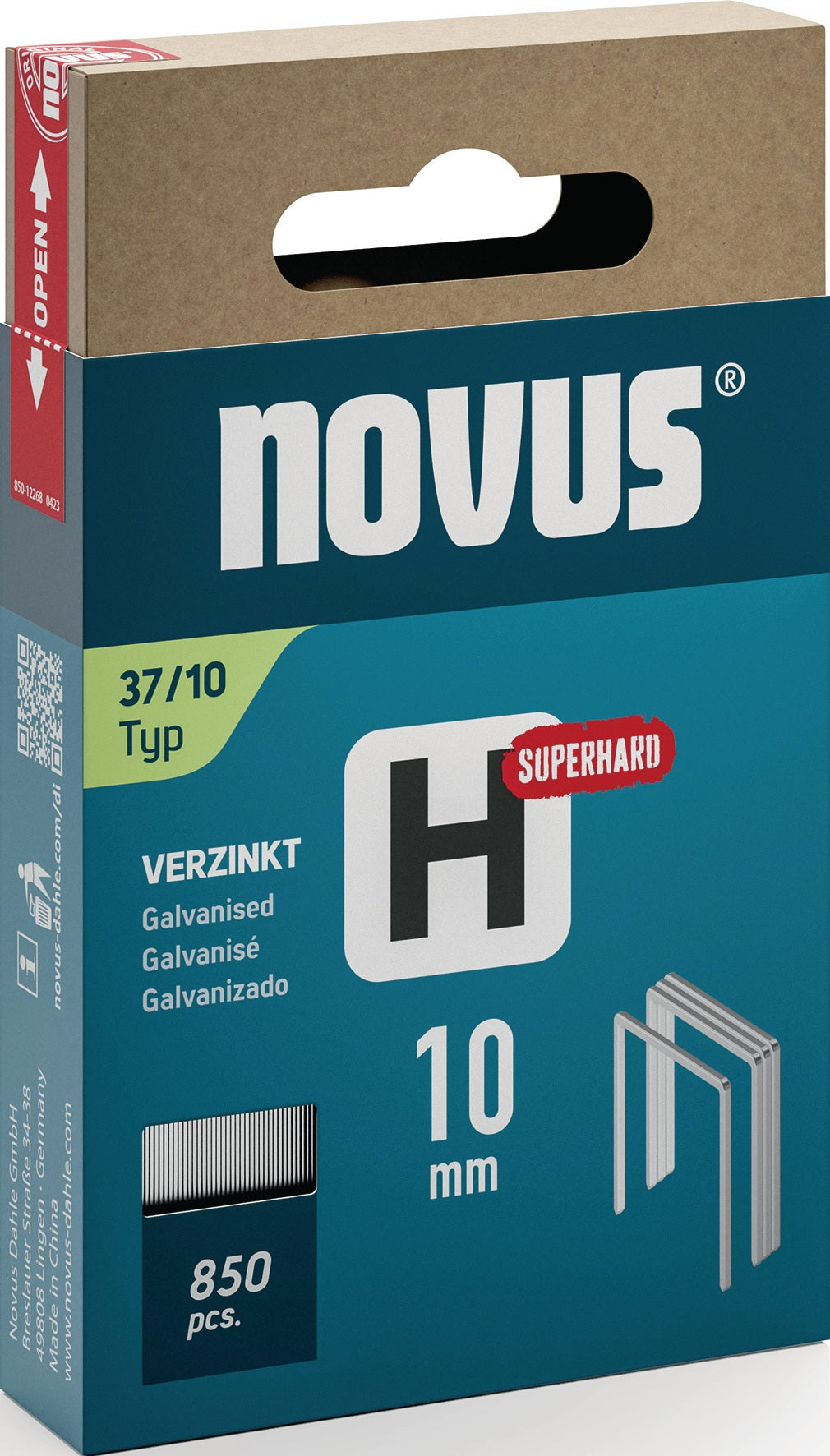 NOVUS Feindrahtklammern Typ 37 H, 10,6 mm Klammerbreite, superhart