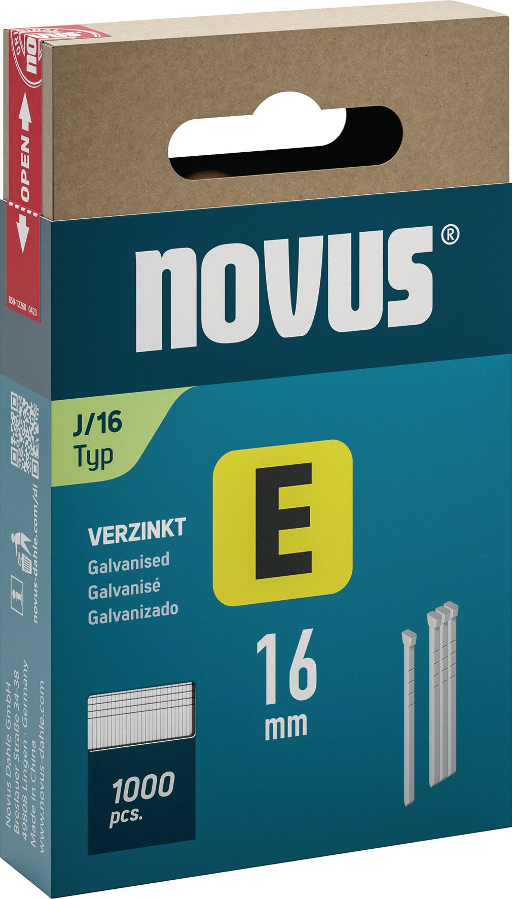 NOVUS Nägel E Typ J 14 mm mit Kopf – 1000 Stück, Drahtbreite 1,2 mm für Handtacker